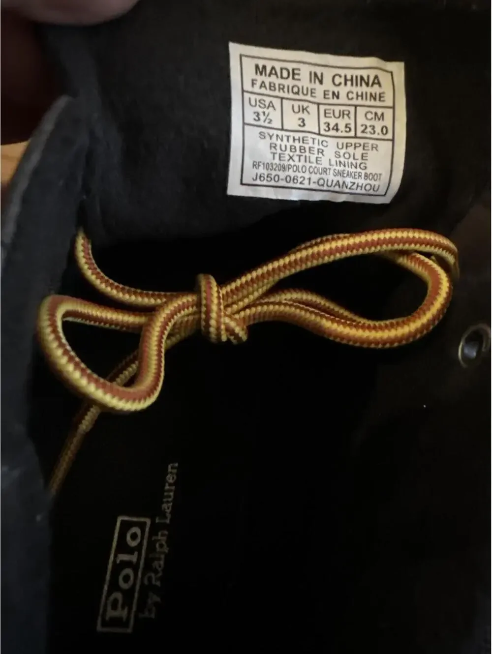 Polo Ralph Lauren Black High-Top Sneakers with White Rubber Soles